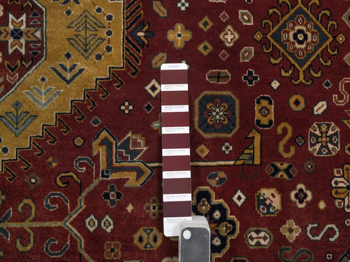 7'11" x 9'6" New Hand Knotted Red Wool Rectangle Oriental Rug - MOA10292367