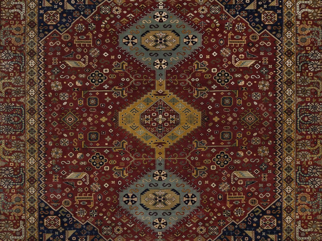 7'11" x 9'6" New Hand Knotted Red Wool Rectangle Oriental Rug - MOA10292367