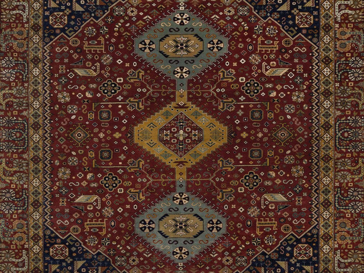 7'11" x 9'6" New Hand Knotted Red Wool Rectangle Oriental Rug - MOA10292367