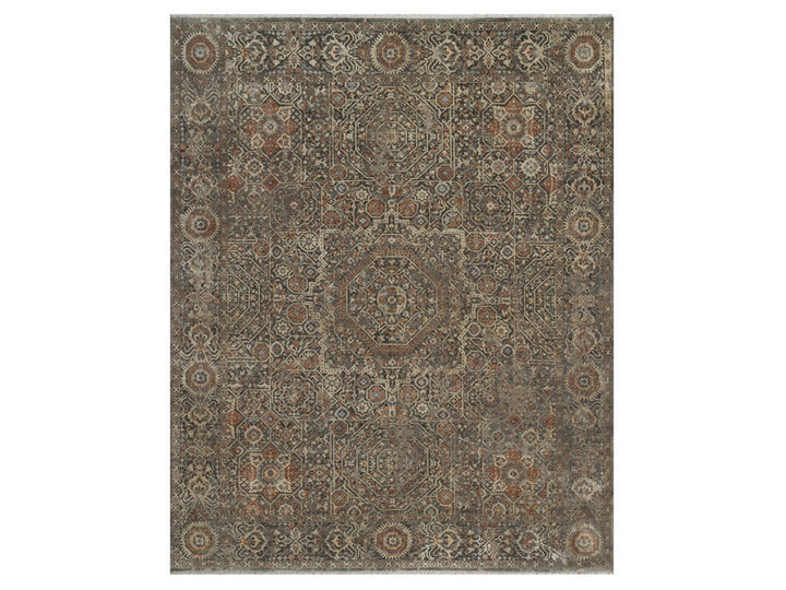 7'11" x 9'10" New Hand Knotted Grey Wool Rectangle Oriental Rug - MOA10292368