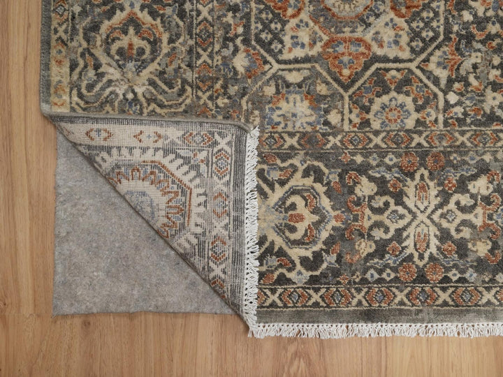 7'11" x 9'10" New Hand Knotted Grey Wool Rectangle Oriental Rug - MOA10292368