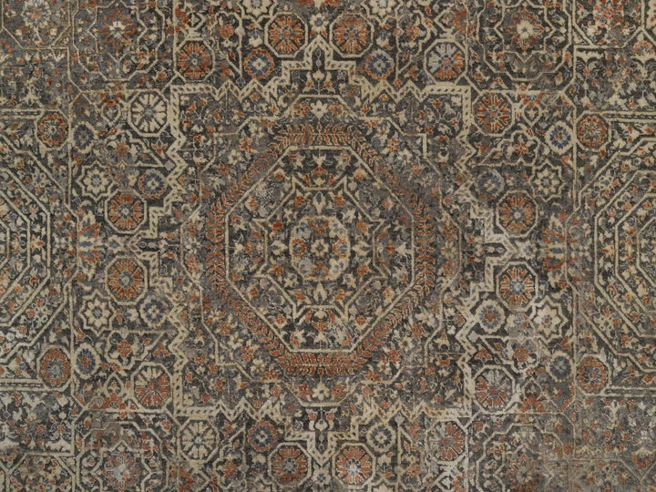 7'11" x 9'10" New Hand Knotted Grey Wool Rectangle Oriental Rug - MOA10292368