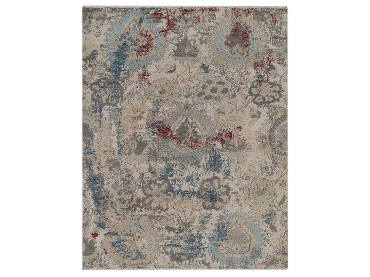 8'0" x 10'2" New Hand Knotted Ivory Wool Rectangle Oriental Rug - MOA10292369