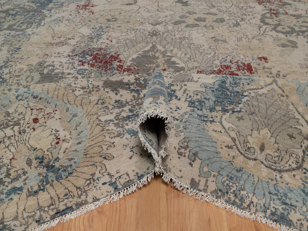 8'0" x 10'2" New Hand Knotted Ivory Wool Rectangle Oriental Rug - MOA10292369