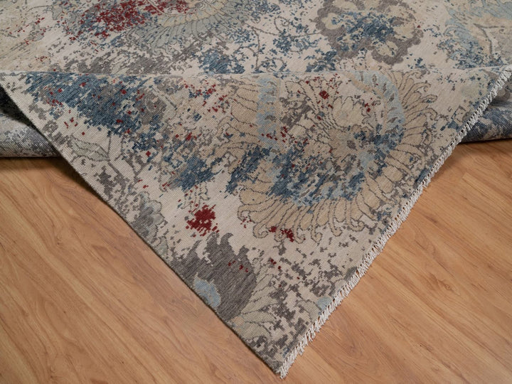 8'0" x 10'2" New Hand Knotted Ivory Wool Rectangle Oriental Rug - MOA10292369