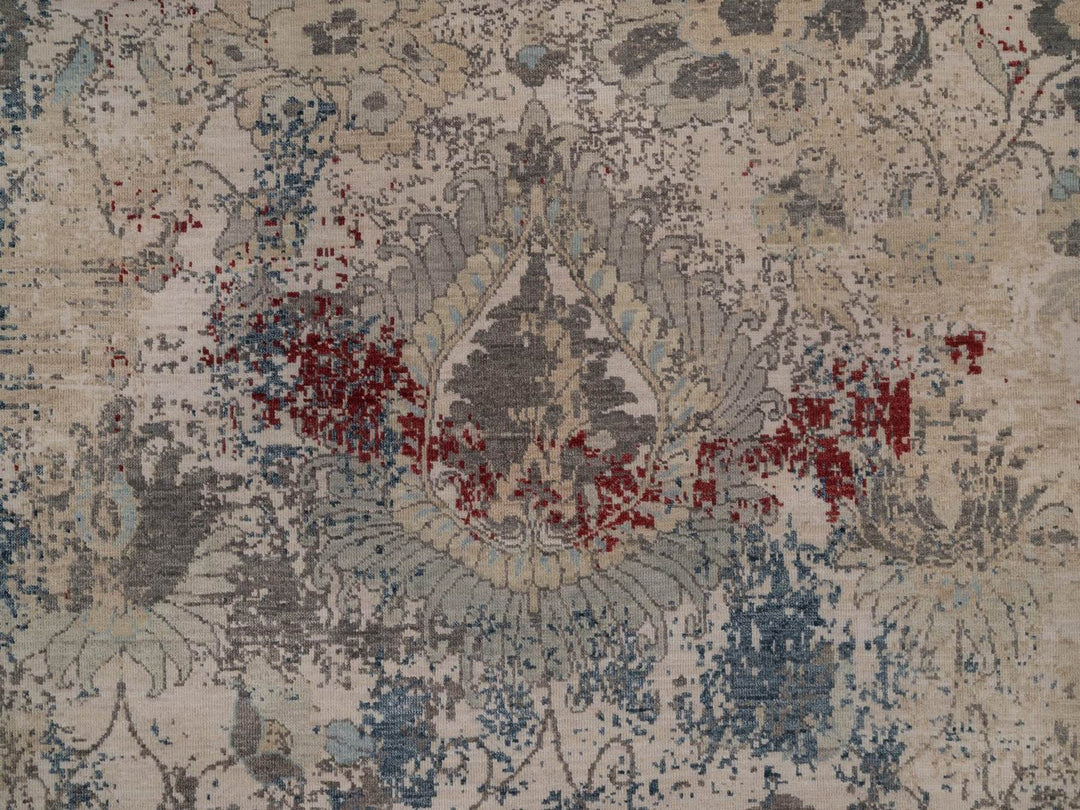 8'0" x 10'2" New Hand Knotted Ivory Wool Rectangle Oriental Rug - MOA10292369