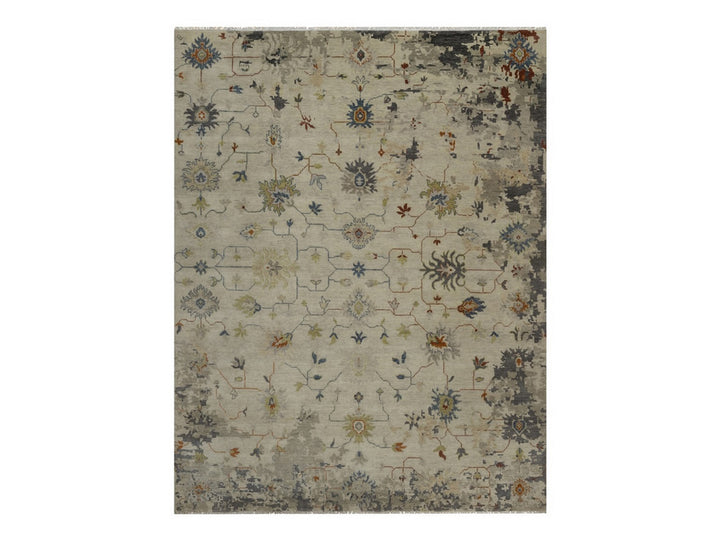 7'10" x 10'1" New Hand Knotted Ivory Wool Rectangle Oriental Rug - MOA10292371