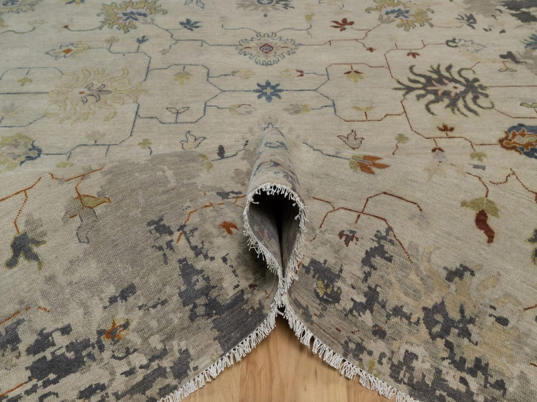 7'10" x 10'1" New Hand Knotted Ivory Wool Rectangle Oriental Rug - MOA10292371