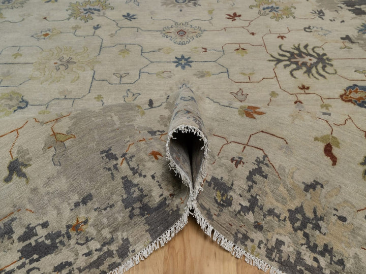 7'10" x 10'1" New Hand Knotted Ivory Wool Rectangle Oriental Rug - MOA10292371