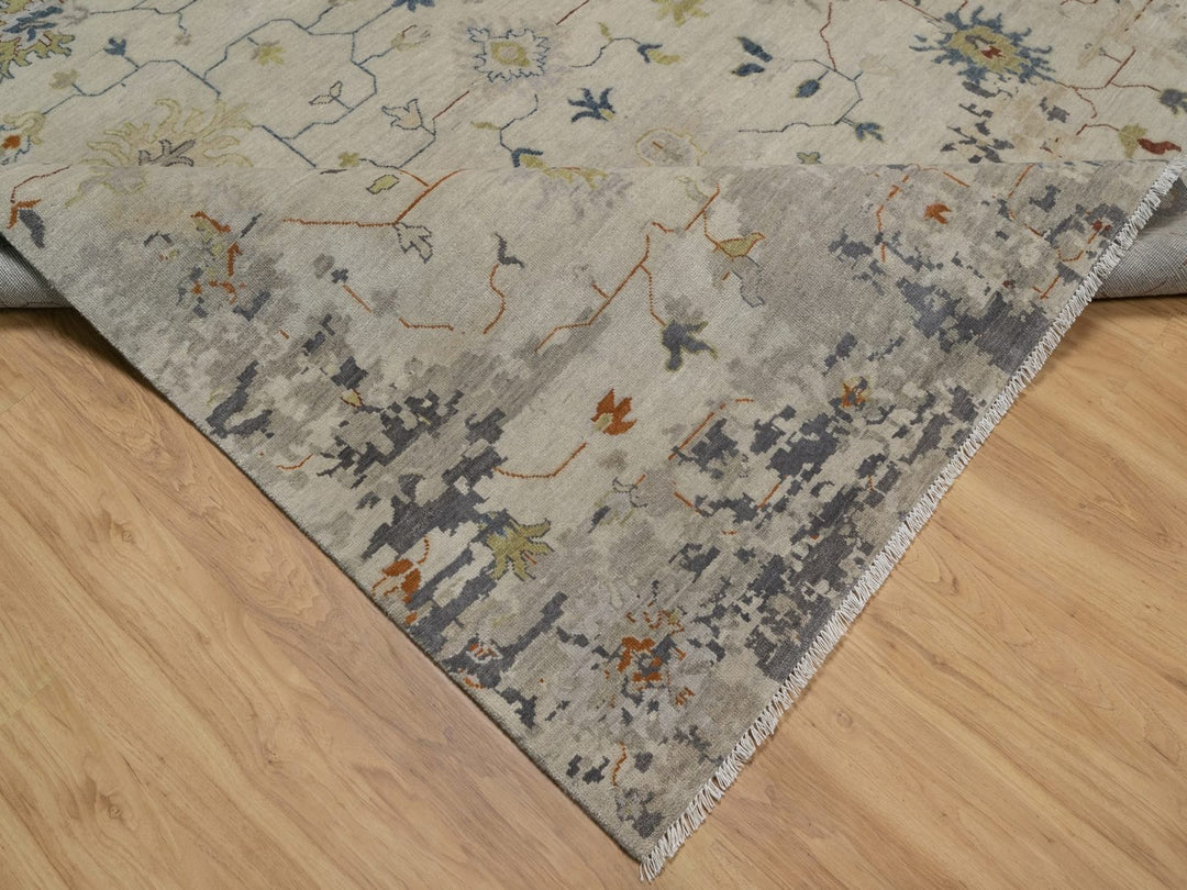 7'10" x 10'1" New Hand Knotted Ivory Wool Rectangle Oriental Rug - MOA10292371