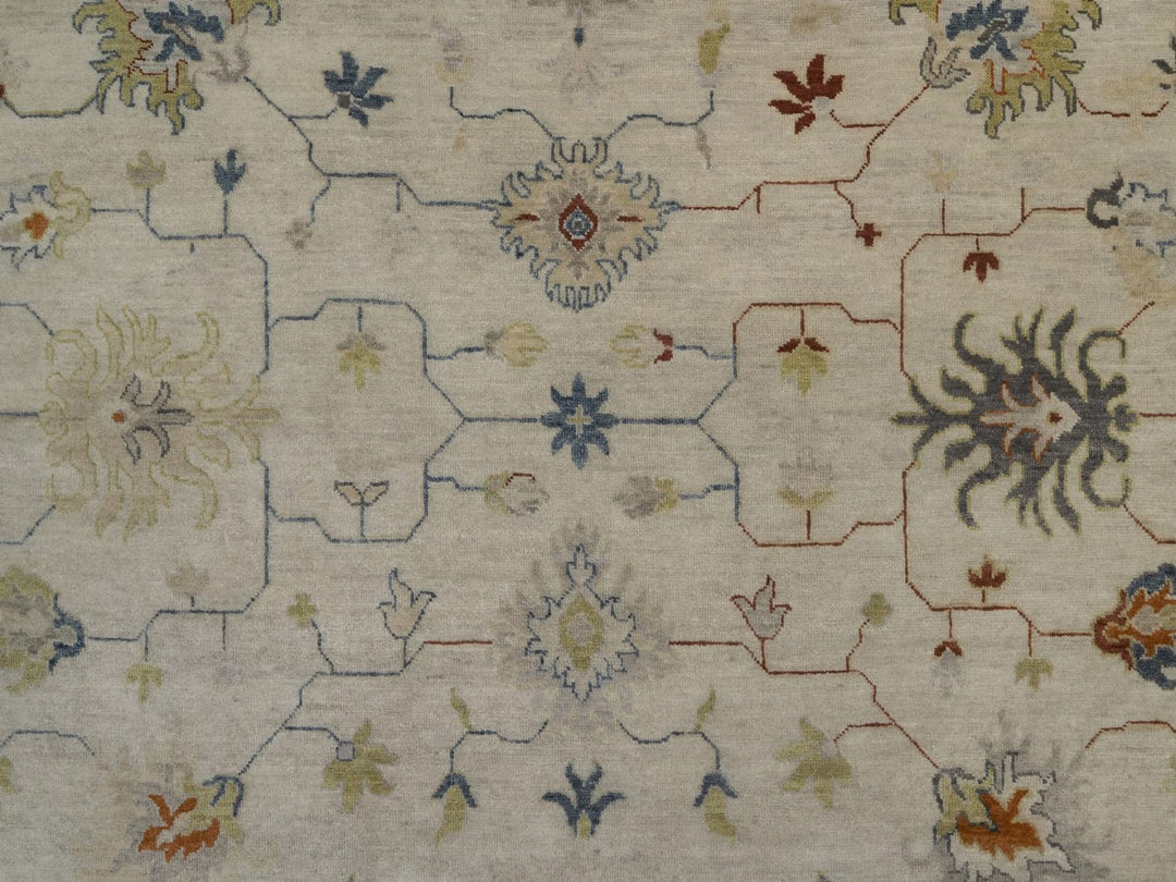 7'10" x 10'1" New Hand Knotted Ivory Wool Rectangle Oriental Rug - MOA10292371