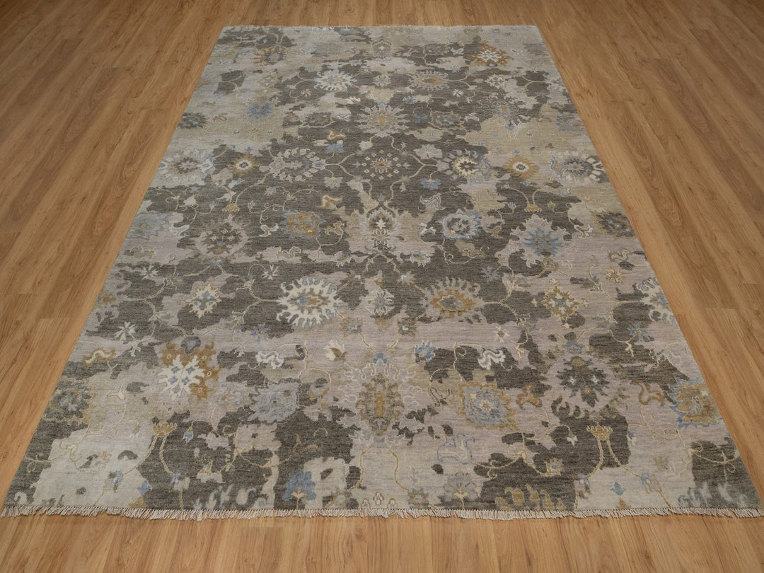 8'0" x 10'1" New Hand Knotted Brown Wool Rectangle Oriental Rug - MOA10292372