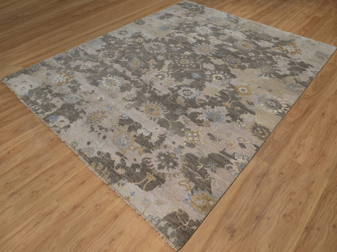 8'0" x 10'1" New Hand Knotted Brown Wool Rectangle Oriental Rug - MOA10292372