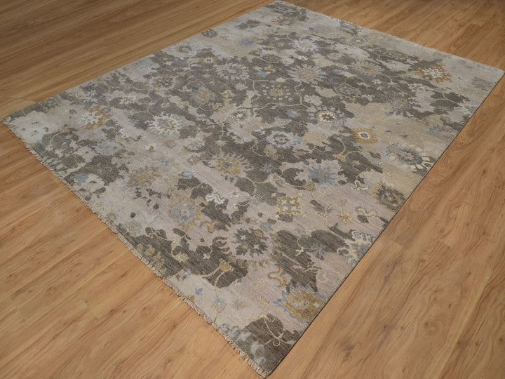 8'0" x 10'1" New Hand Knotted Brown Wool Rectangle Oriental Rug - MOA10292372