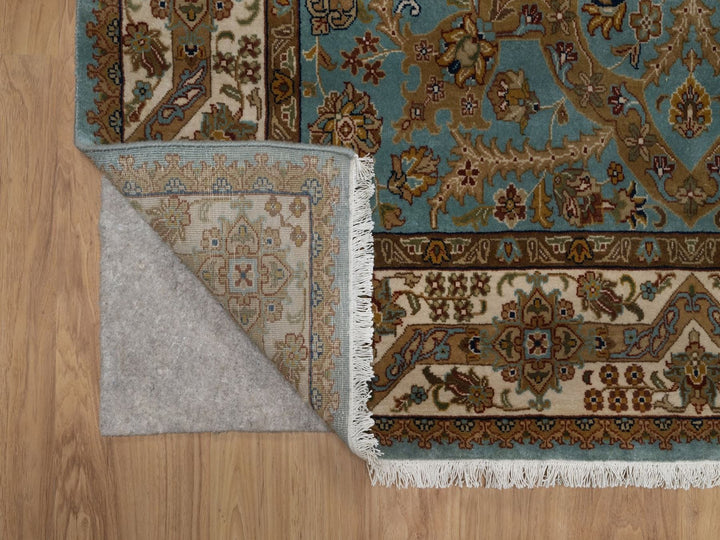 5'1" x 7'6" New Hand Knotted Blue Wool Rectangle Oriental Rug - MOA10292374