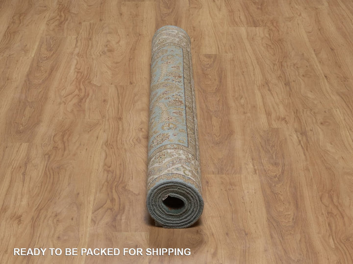 5'1" x 7'6" New Hand Knotted Blue Wool Rectangle Oriental Rug - MOA10292374