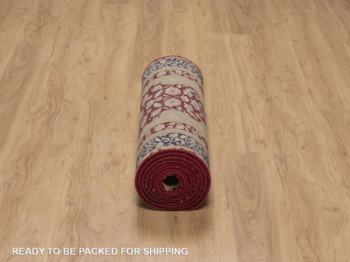 2'8" x 13'2" New Hand Knotted Red Wool & Silk Runner Oriental Rug - MOA10292375