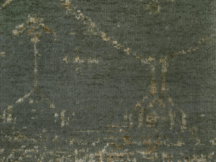 2'0" x 2'0" New Hand Knotted Green Wool & Silk Square Oriental Rug - MOA10292376