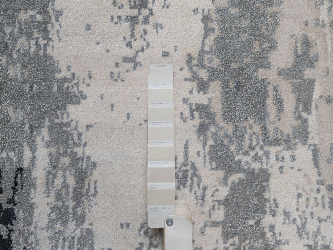 2'5" x 21'8" New Hand Knotted Ivory Wool & Silk Runner Oriental Rug - MOA10292379