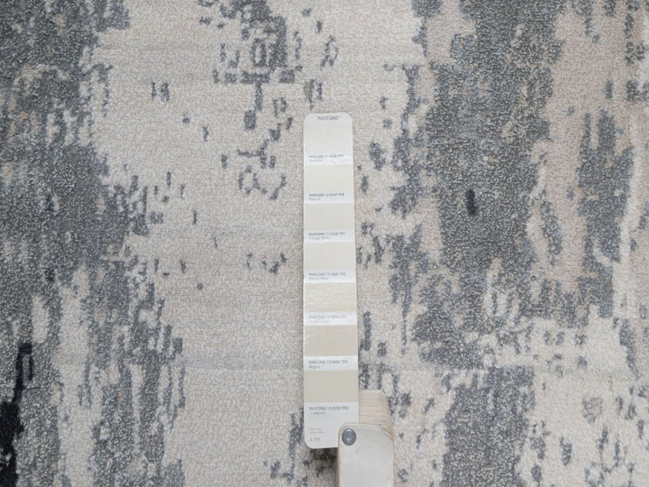 2'5" x 19'9" New Hand Knotted Ivory Wool & Silk Runner Oriental Rug - MOA10292380