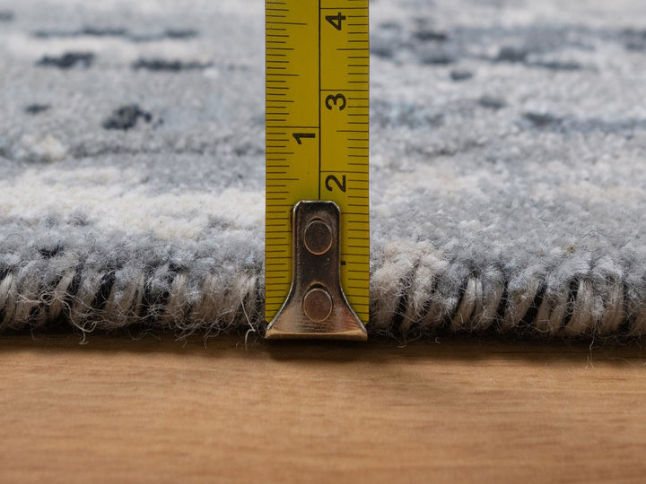 2'5" x 19'9" New Hand Knotted Ivory Wool & Silk Runner Oriental Rug - MOA10292380