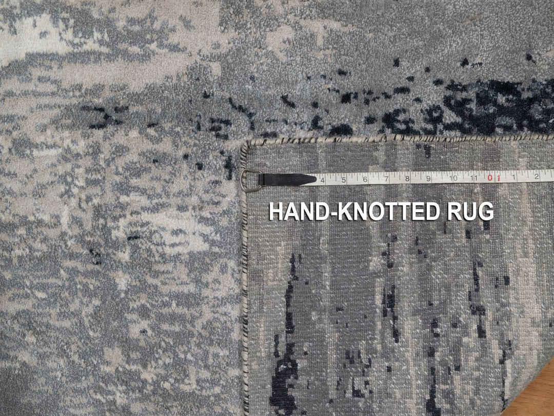 2'5" x 19'9" New Hand Knotted Ivory Wool & Silk Runner Oriental Rug - MOA10292380