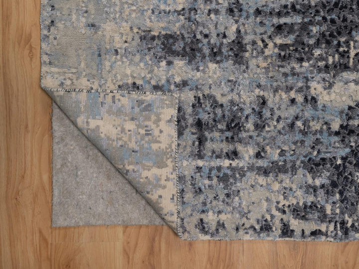 3'0" x 4'11" New Hand Knotted Grey Wool & Silk Rectangle Oriental Rug - MOA10292383