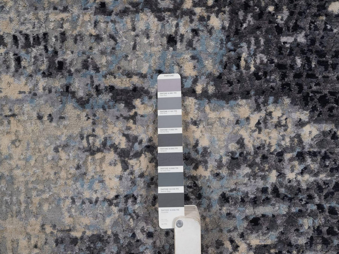 3'0" x 4'11" New Hand Knotted Grey Wool & Silk Rectangle Oriental Rug - MOA10292383