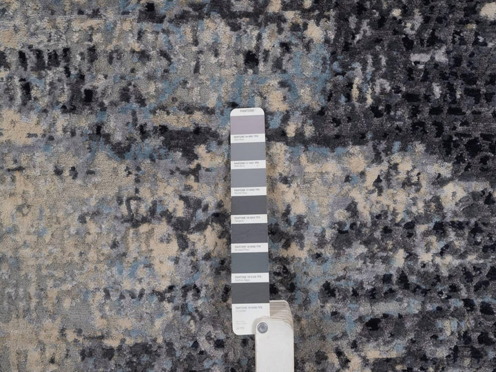 3'0" x 4'11" New Hand Knotted Grey Wool & Silk Rectangle Oriental Rug - MOA10292383