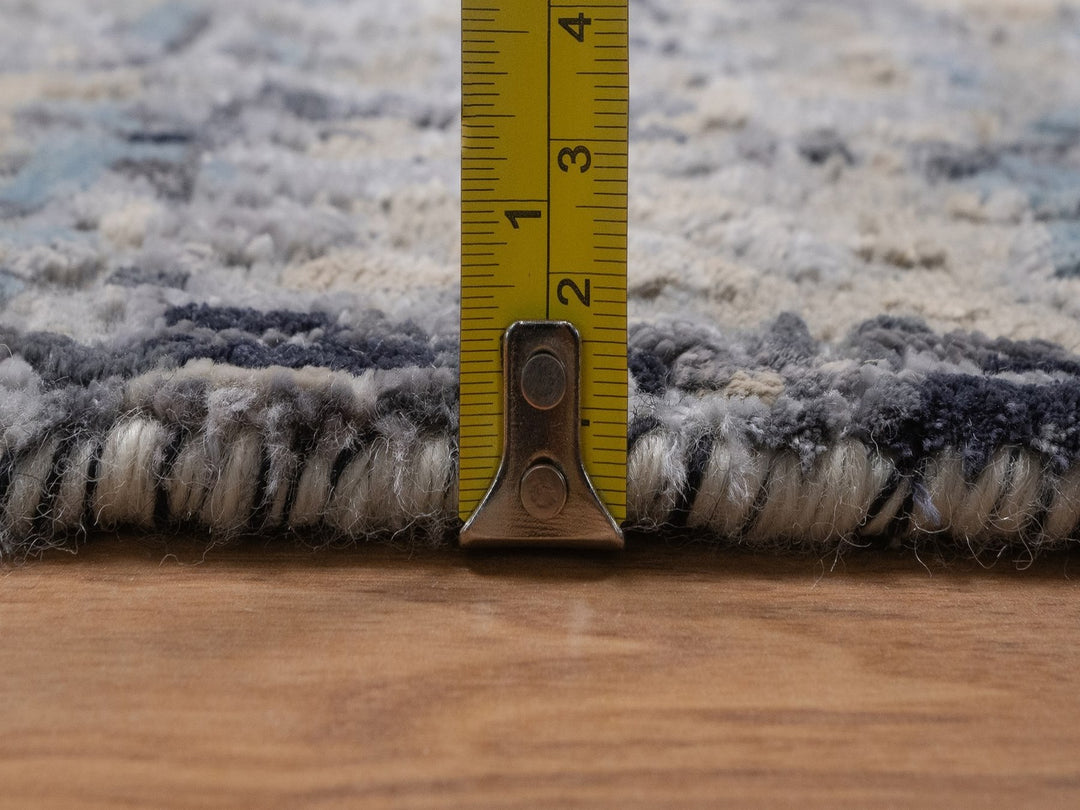 3'0" x 4'11" New Hand Knotted Grey Wool & Silk Rectangle Oriental Rug - MOA10292383