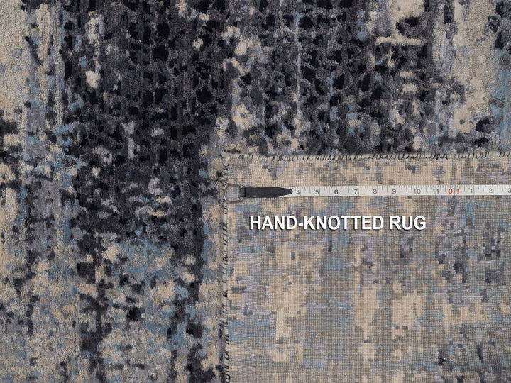 3'0" x 4'11" New Hand Knotted Grey Wool & Silk Rectangle Oriental Rug - MOA10292383