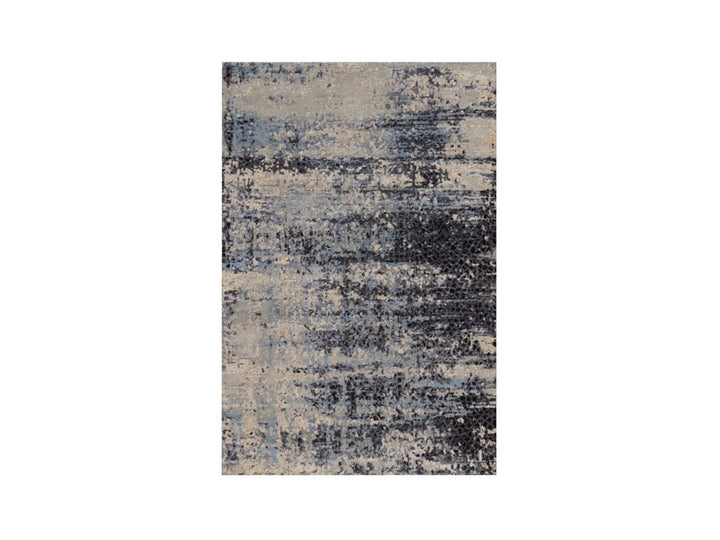 3'10" x 5'11" New Hand Knotted Grey Wool & Silk Rectangle Oriental Rug - MOA10292384