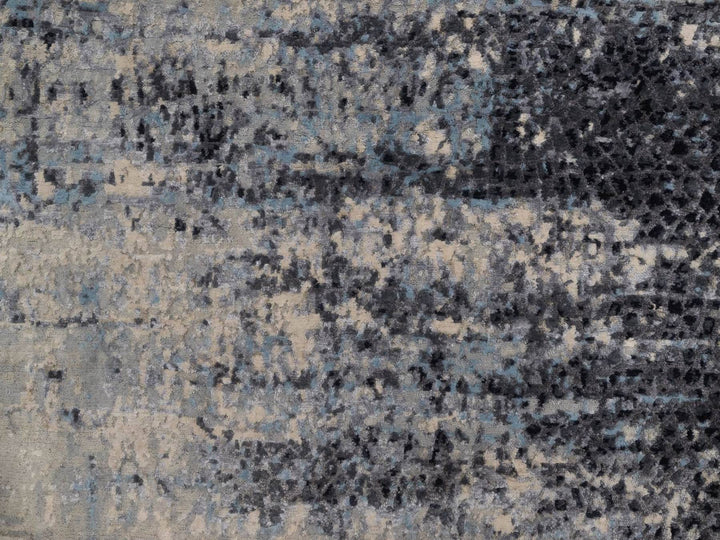 3'10" x 5'11" New Hand Knotted Grey Wool & Silk Rectangle Oriental Rug - MOA10292384