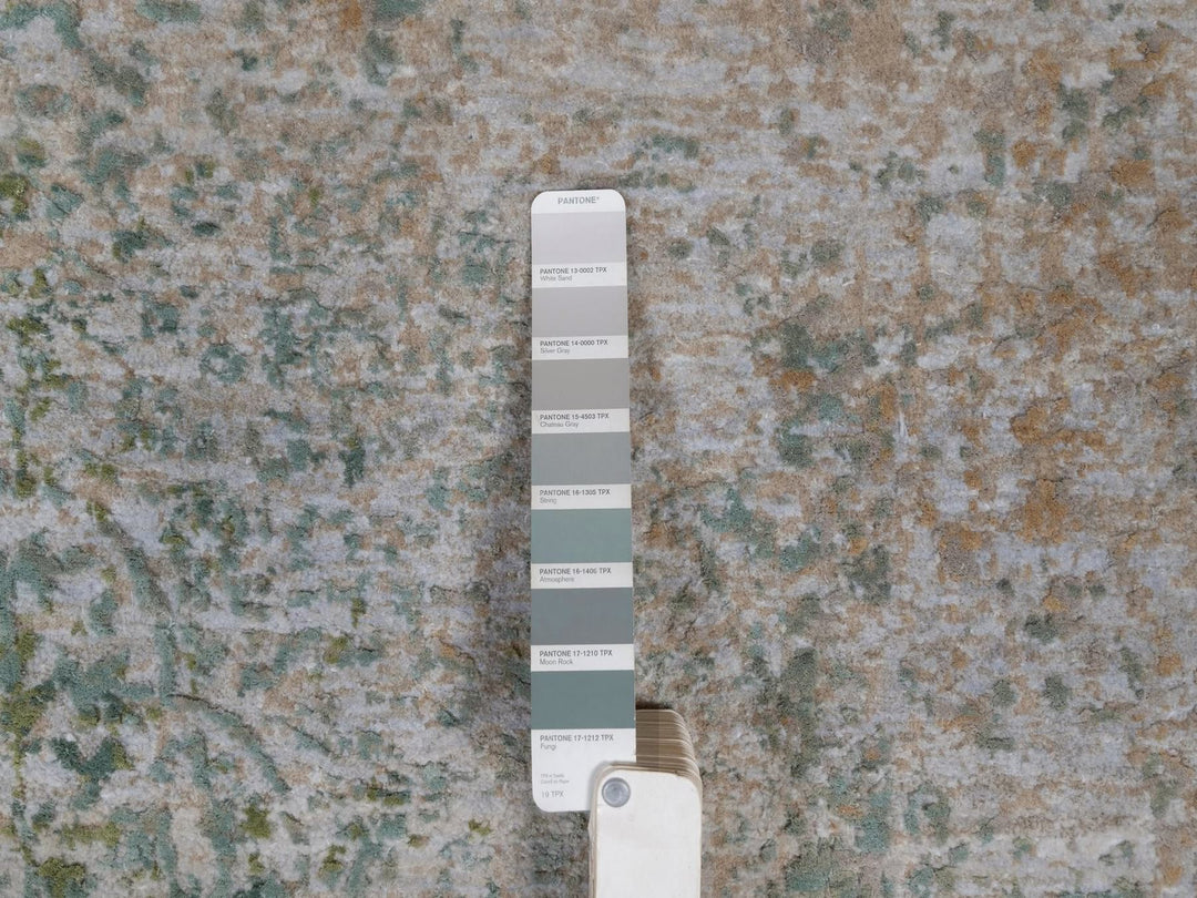 5'0" x 7'2" New Hand Knotted Green Wool & Silk Rectangle Oriental Rug - MOA10292385