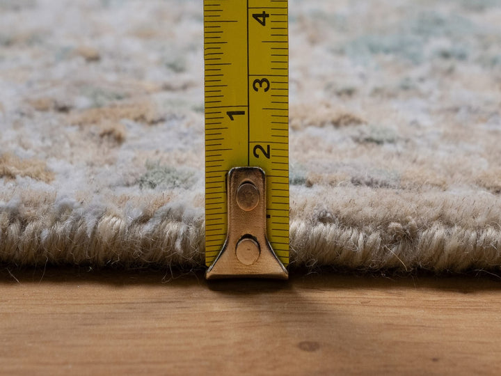 5'0" x 7'2" New Hand Knotted Green Wool & Silk Rectangle Oriental Rug - MOA10292385