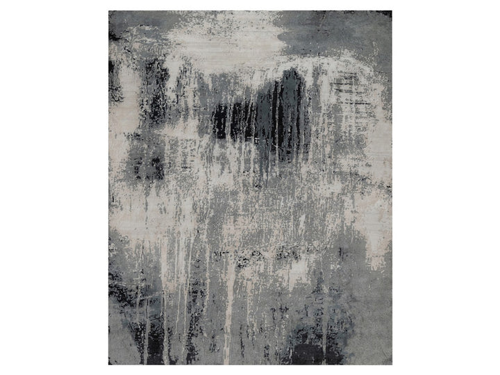 8'1" x 10'1" New Hand Knotted Ivory Wool & Silk Rectangle Oriental Rug - MOA10292387