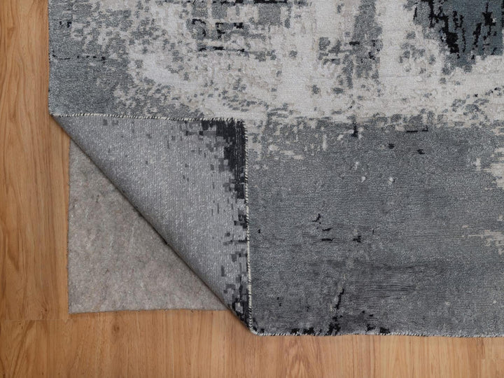 8'1" x 10'1" New Hand Knotted Ivory Wool & Silk Rectangle Oriental Rug - MOA10292387