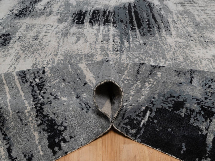 8'1" x 10'1" New Hand Knotted Ivory Wool & Silk Rectangle Oriental Rug - MOA10292387