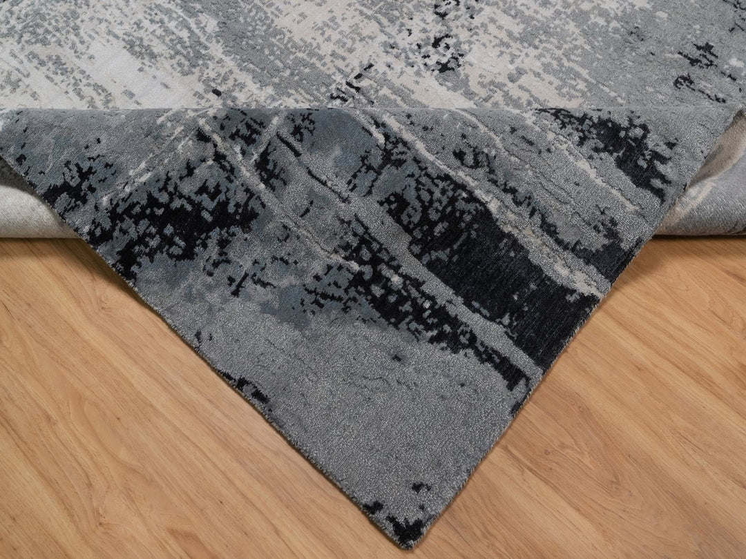 8'1" x 10'1" New Hand Knotted Ivory Wool & Silk Rectangle Oriental Rug - MOA10292387