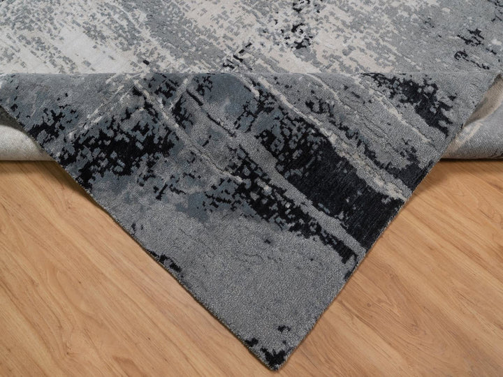 8'1" x 10'1" New Hand Knotted Ivory Wool & Silk Rectangle Oriental Rug - MOA10292387