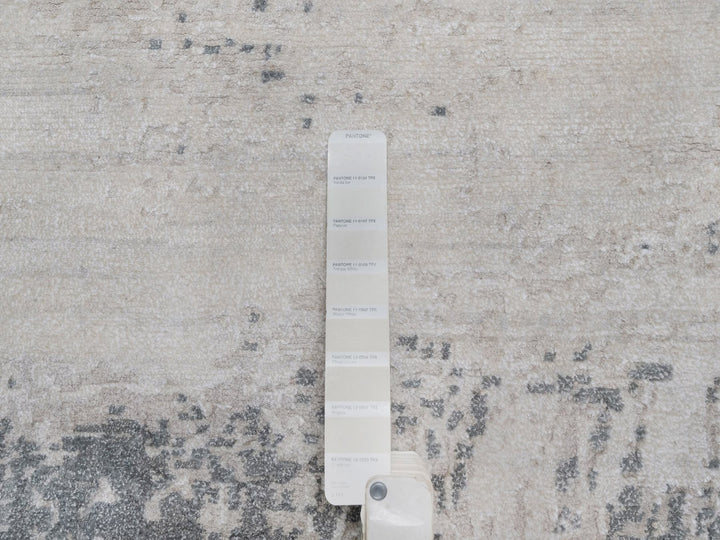 8'1" x 10'1" New Hand Knotted Ivory Wool & Silk Rectangle Oriental Rug - MOA10292387