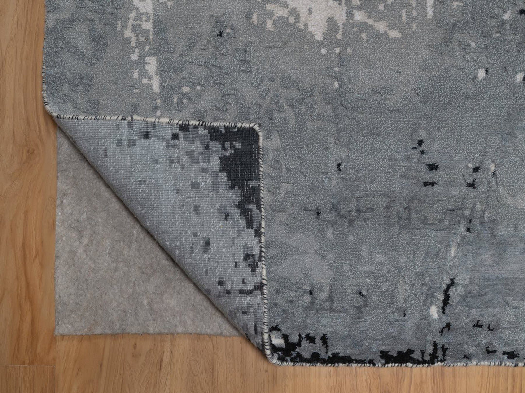 9'0" x 12'0" New Hand Knotted Ivory Wool & Silk Rectangle Oriental Rug - MOA10292388