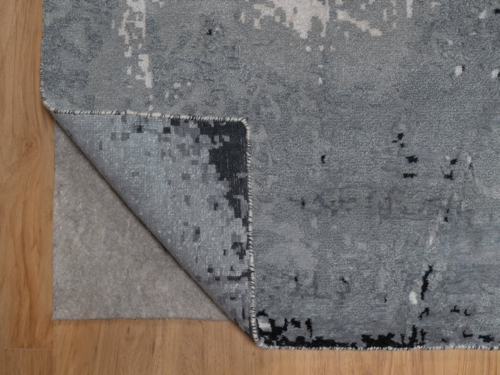 9'0" x 12'0" New Hand Knotted Ivory Wool & Silk Rectangle Oriental Rug - MOA10292388