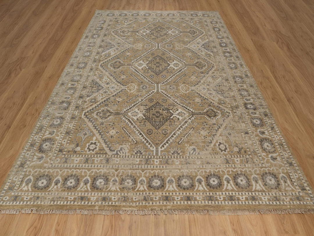 9'0" x 12'2" New Hand Knotted Brown Wool Rectangle Oriental Rug - MOA10292389