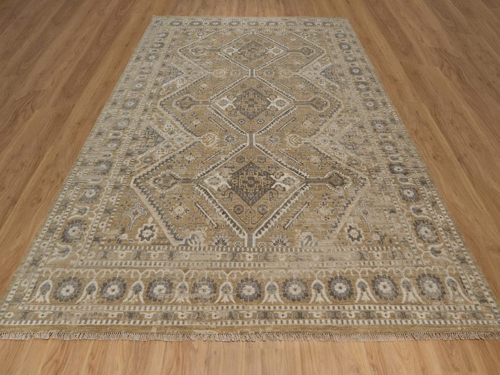 9'0" x 12'2" New Hand Knotted Brown Wool Rectangle Oriental Rug - MOA10292389