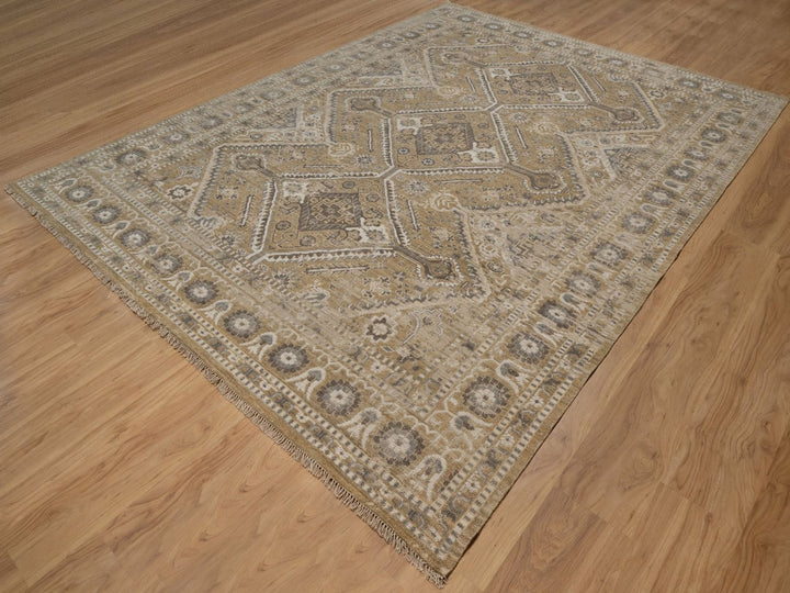 9'0" x 12'2" New Hand Knotted Brown Wool Rectangle Oriental Rug - MOA10292389