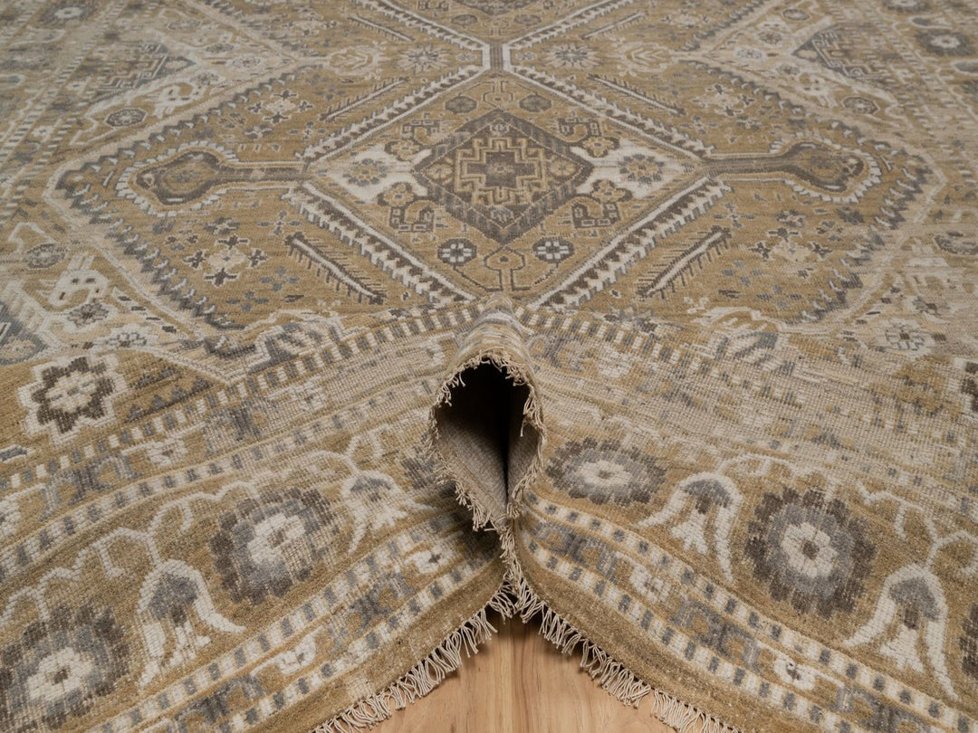 9'0" x 12'2" New Hand Knotted Brown Wool Rectangle Oriental Rug - MOA10292389