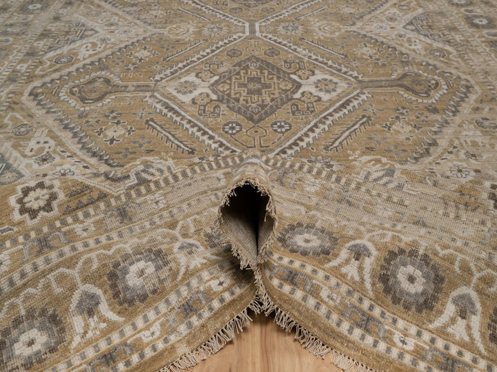 9'0" x 12'2" New Hand Knotted Brown Wool Rectangle Oriental Rug - MOA10292389