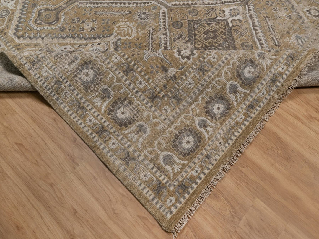 9'0" x 12'2" New Hand Knotted Brown Wool Rectangle Oriental Rug - MOA10292389