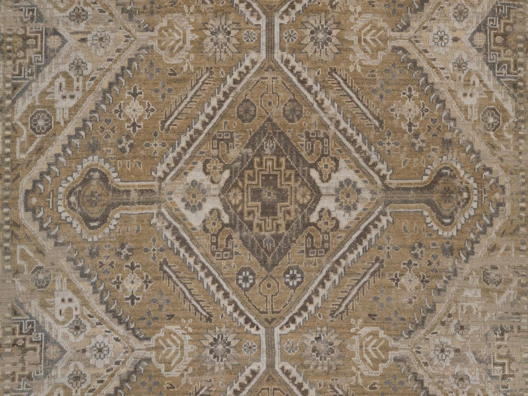 9'0" x 12'2" New Hand Knotted Brown Wool Rectangle Oriental Rug - MOA10292389